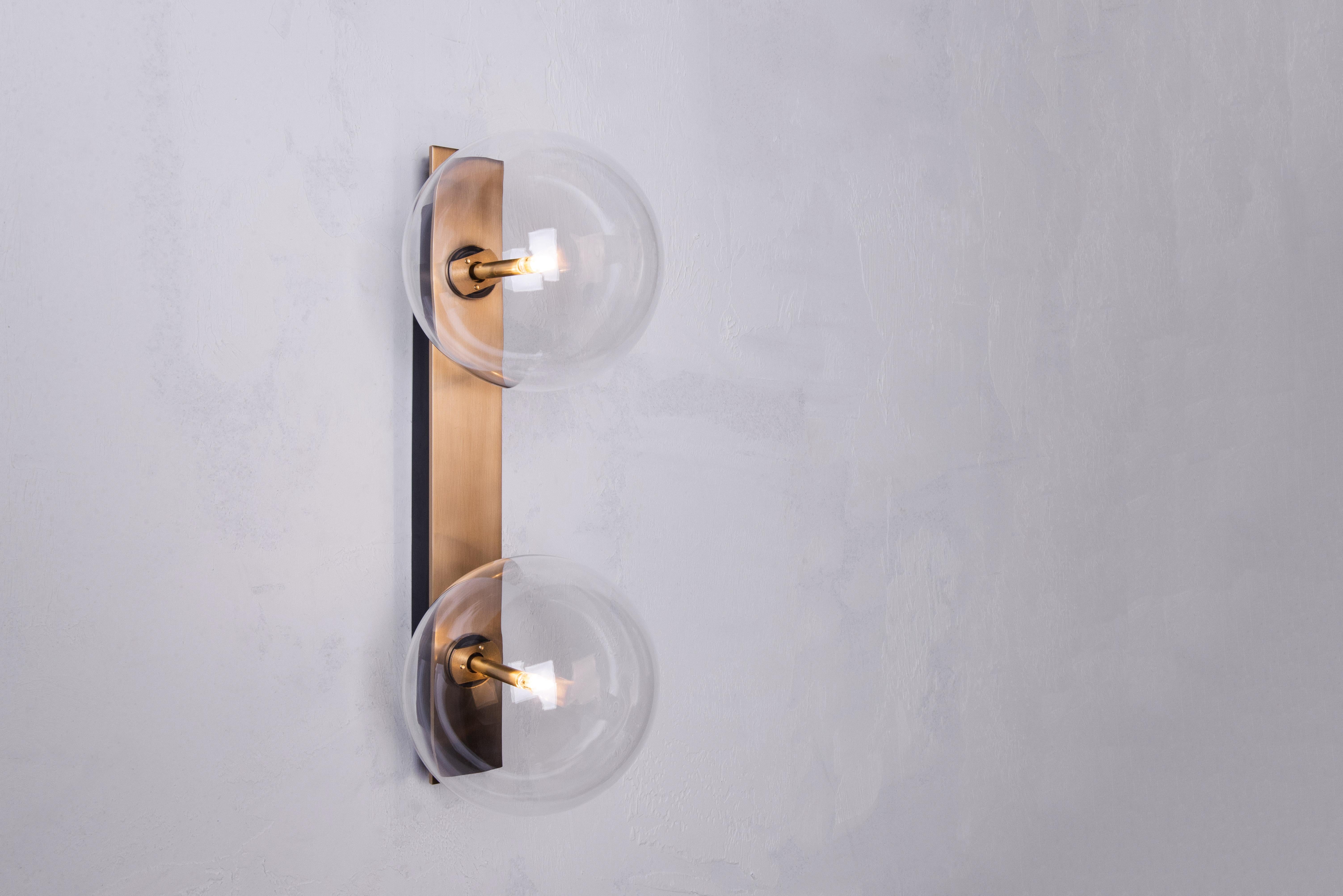 Polish Oslo Dual Brass Wall Sconce by Schwung For Sale