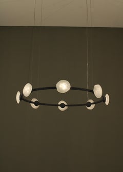 Oslo I Pendant Lamp with White Quartz And Hand-Blown Glass Details by Aver