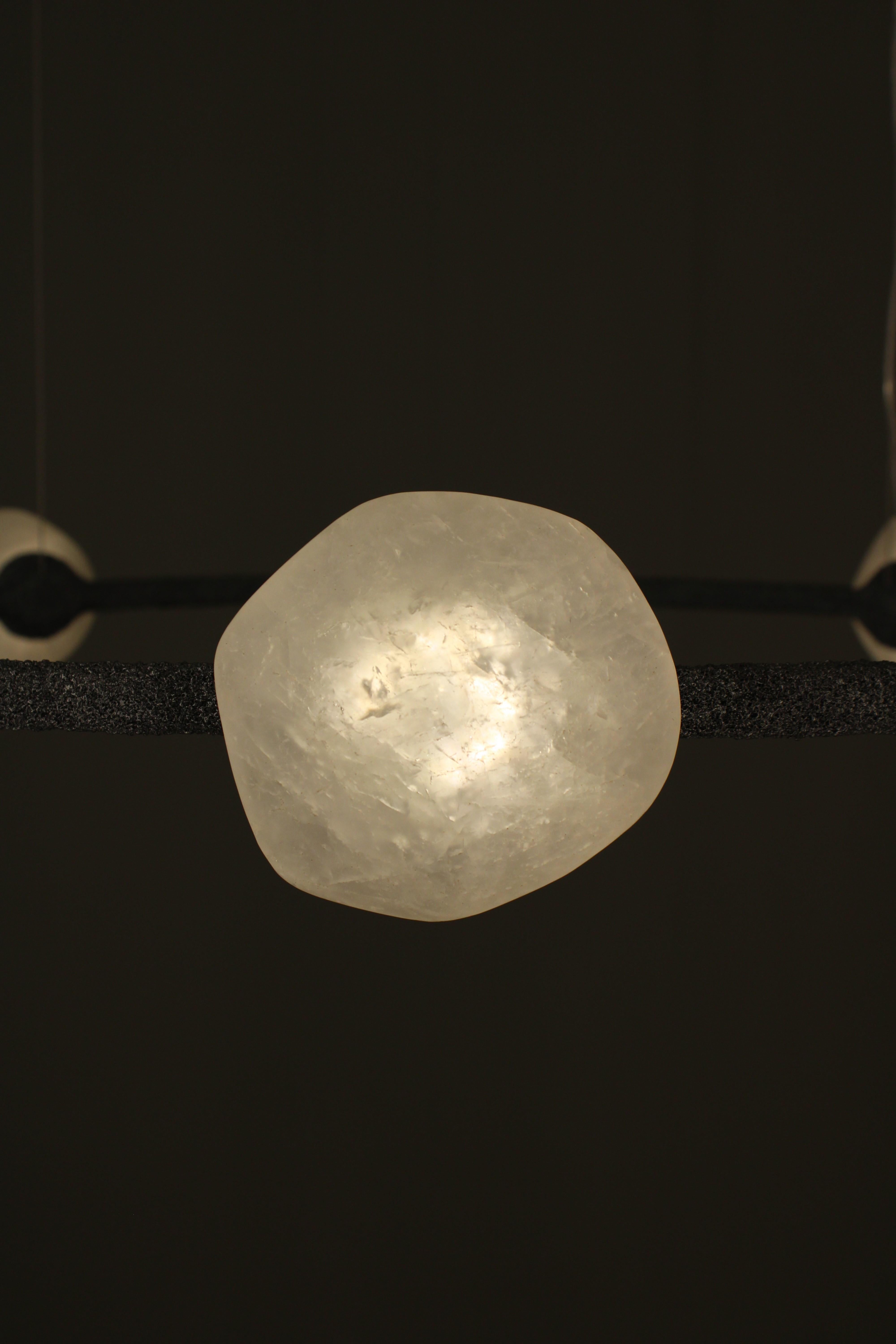 Art Deco Oslo I Pendant Lamp with White Quartz And Hand-Blown Glass Details by Aver For Sale