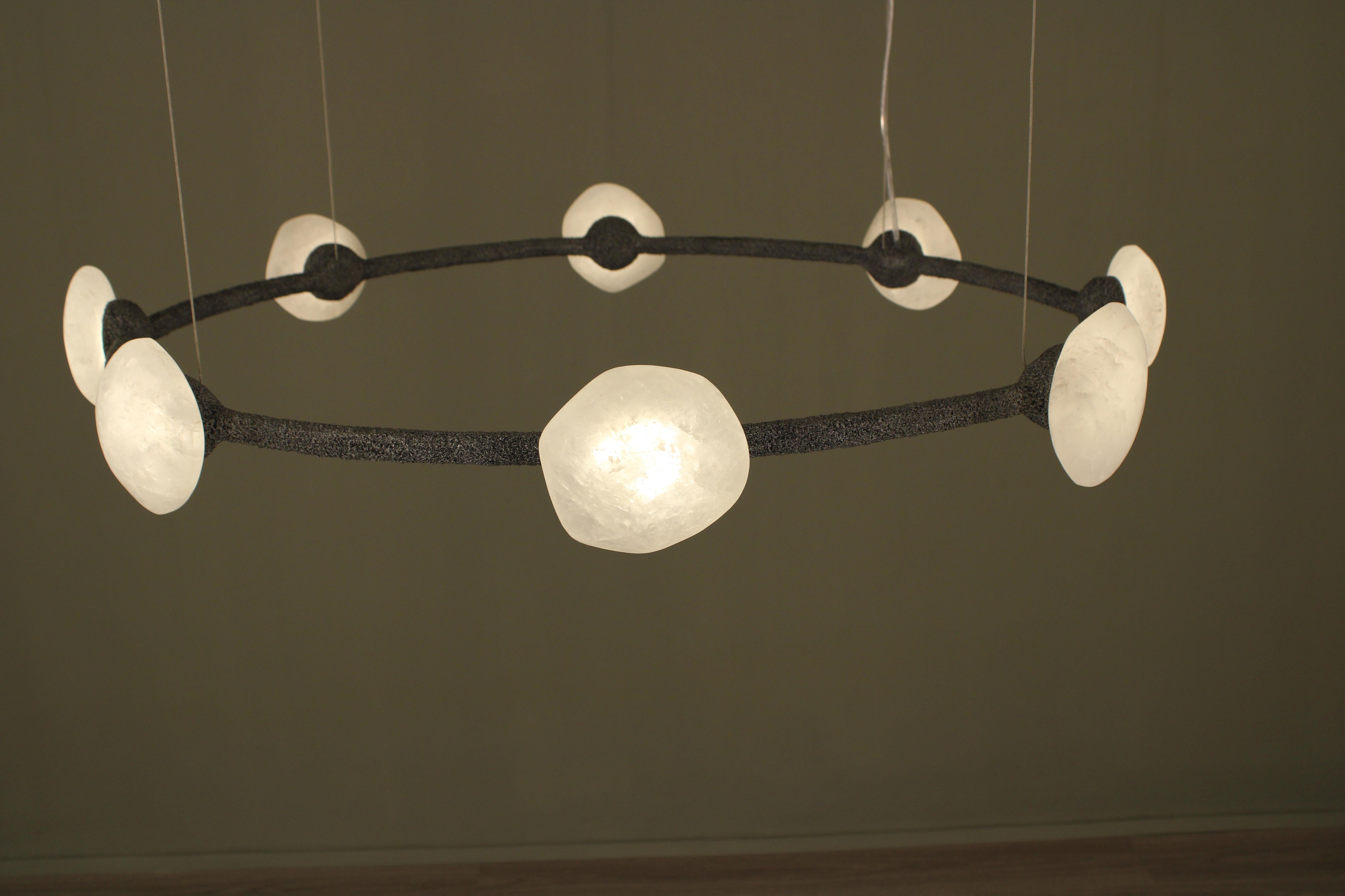 Brazilian Oslo I Pendant Lamp with White Quartz And Hand-Blown Glass Details by Aver For Sale