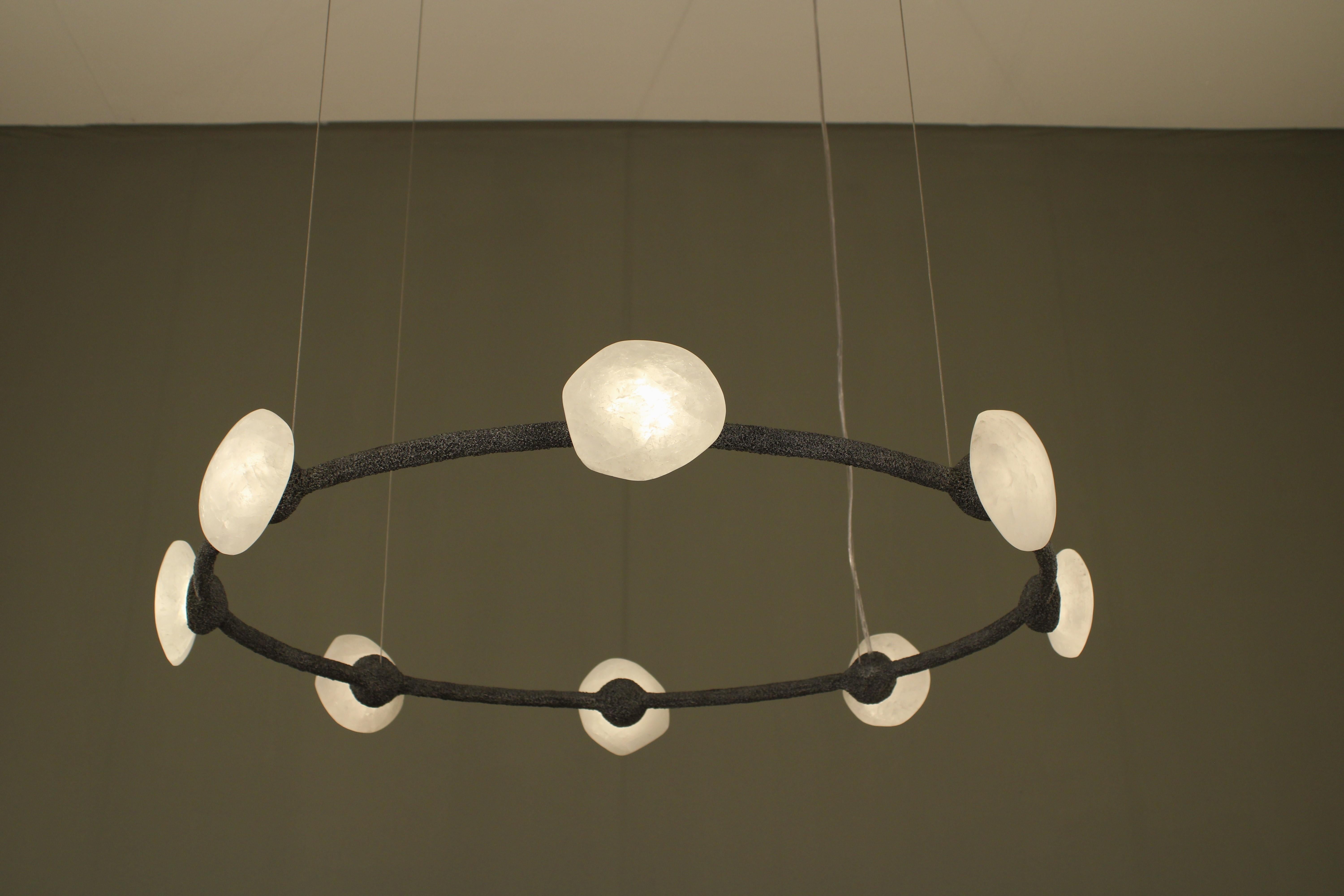 Other Oslo I Pendant Lamp with White Quartz And Hand-Blown Glass Details by Aver For Sale