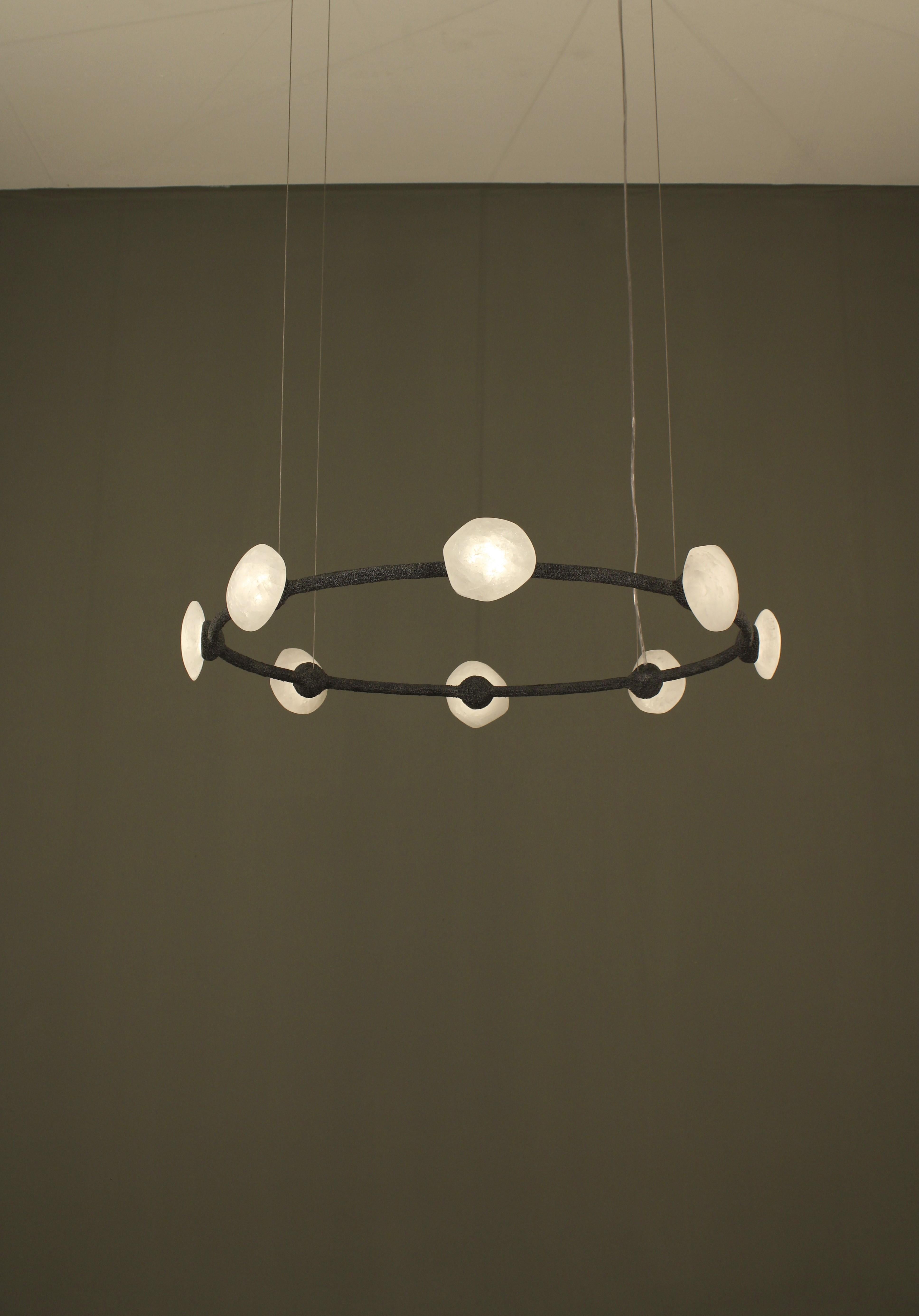 Contemporary Oslo I Pendant Lamp with White Quartz And Hand-Blown Glass Details by Aver For Sale