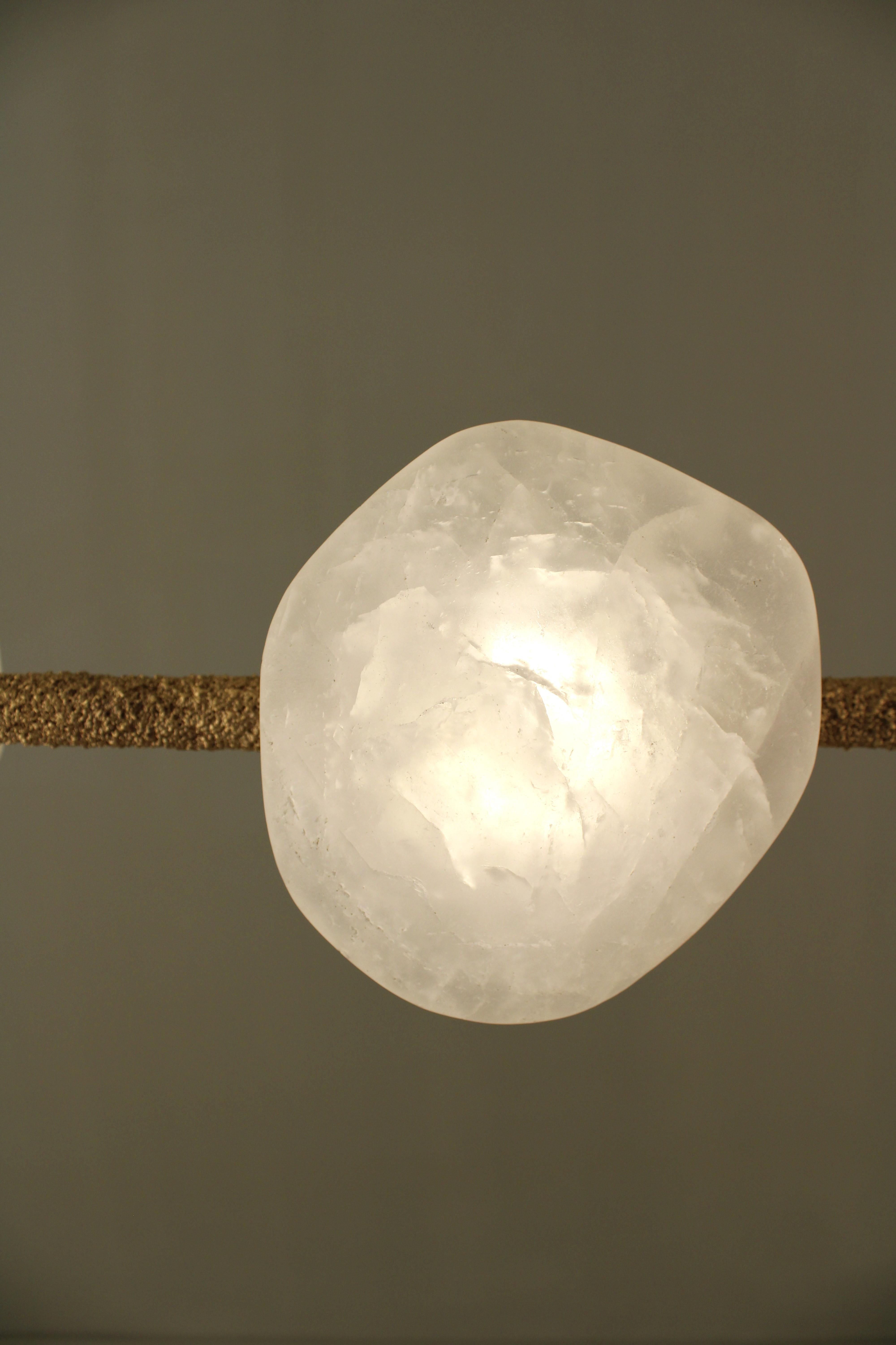 Art Deco Oslo II Pendant Lamp with White Quartz And Hand-Blown Glass Details by Aver For Sale