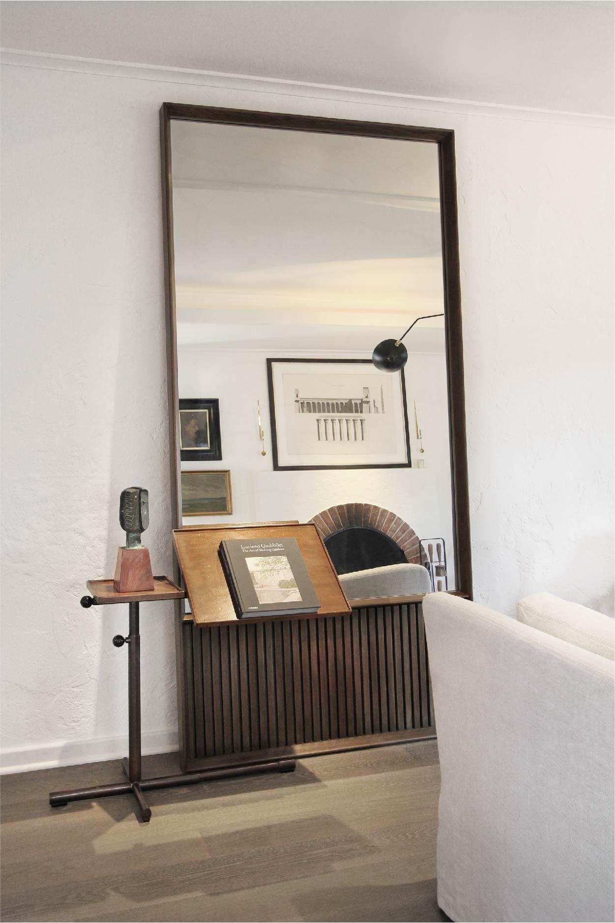 Modern Oslo Rectangular Floor Mirror in Walnut For Sale