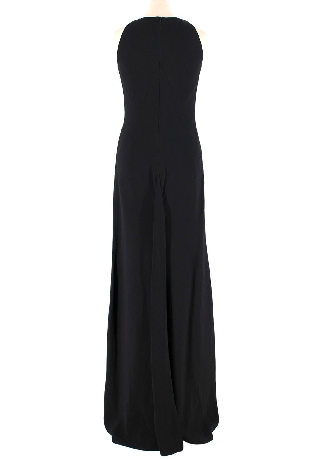 Osman Black Long Dress with Leather Collar estimated SIZE XS-S In Excellent Condition In London, GB