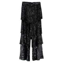 Osman Black Sequin Ruffle High Waist Trousers