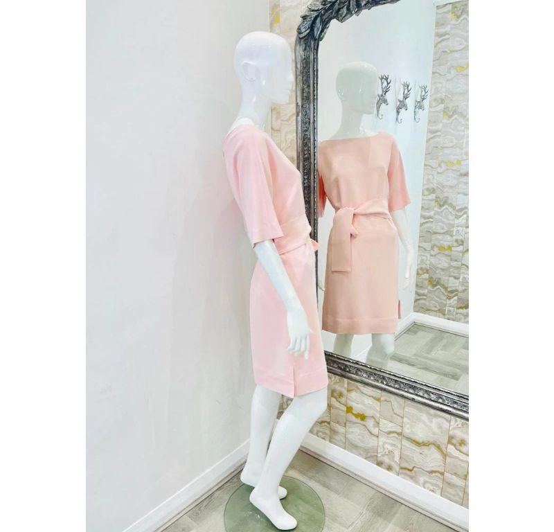 Pink Osman Crepe Belted Dress For Sale