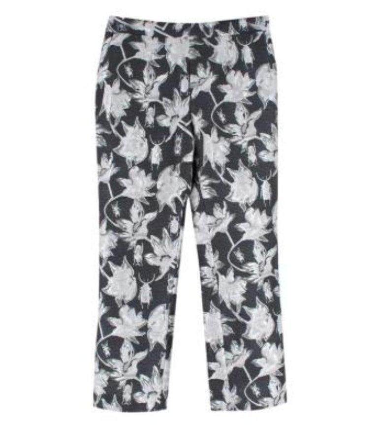 Osman Grey Yasmin Floral And Bug-brocade Cropped Trousers For Sale at ...