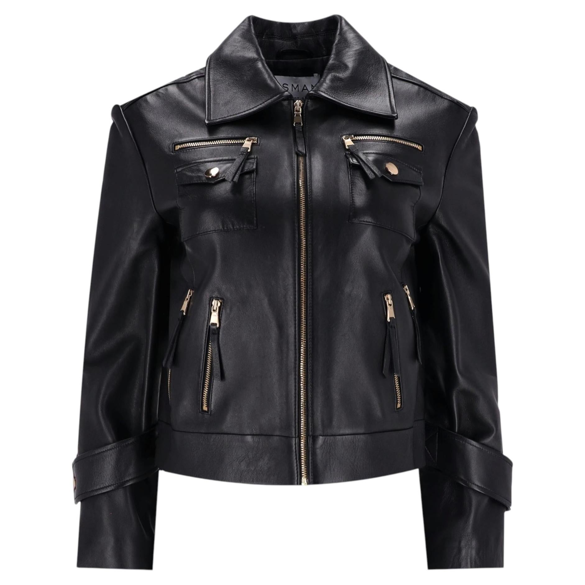 Giacca biker in pelle Osman in vendita