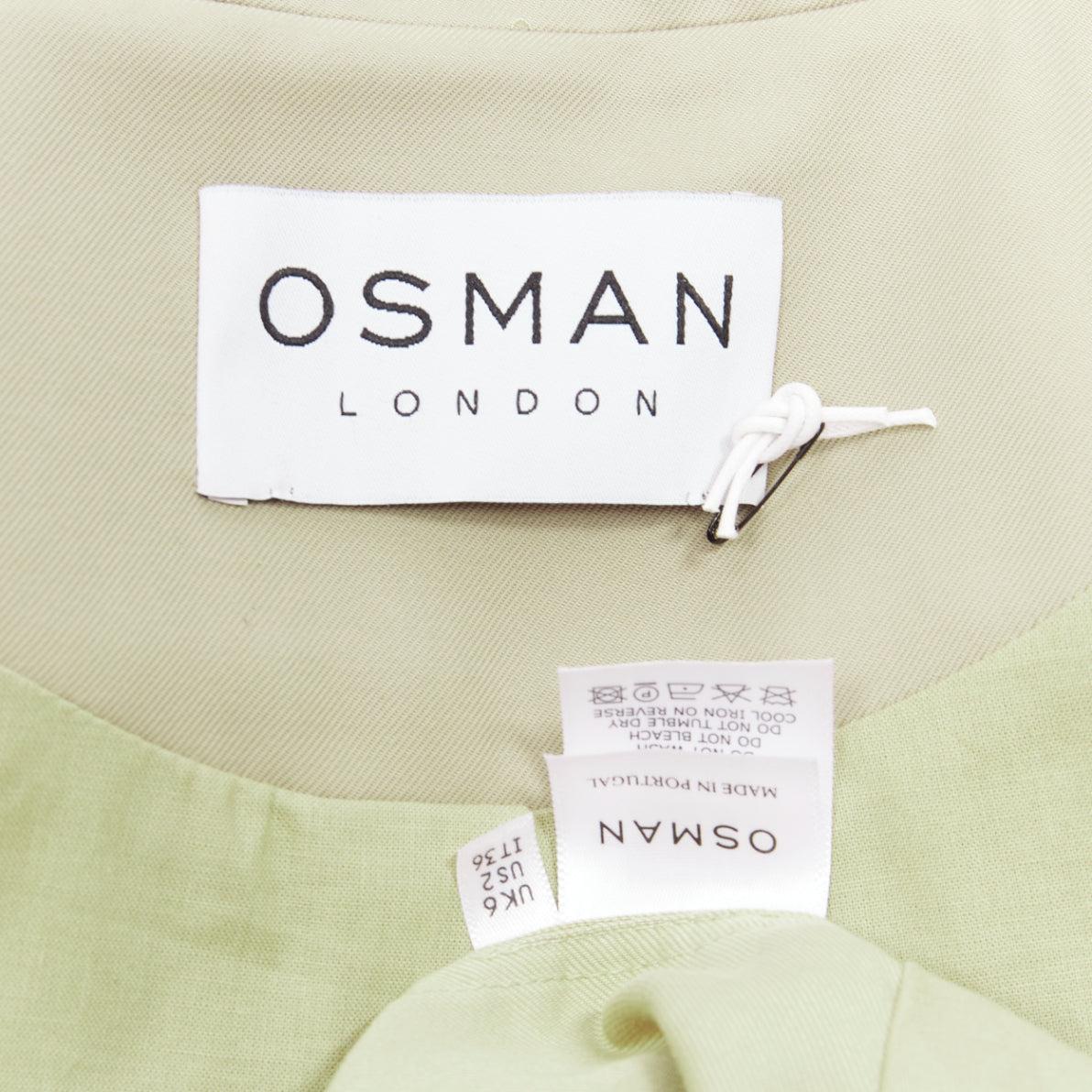 OSMAN LONDON khaki cotton tiered ruffle capelet belted long trench coat XS 4