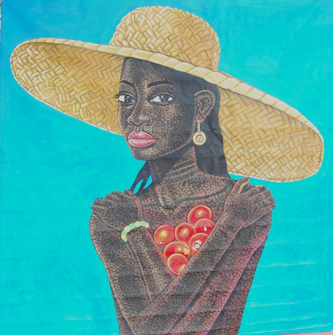 Osman Salifu Portrait Painting - Market Maiden - Painting, Acrylic on canvas