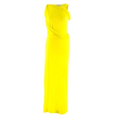 Osman Yellow Draped High Neck Gown  estimated SIZE XS