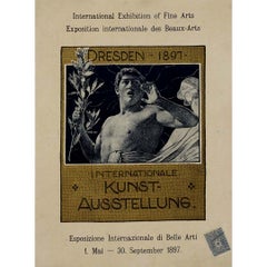 Antique 1897 original poster for the Internationale Kunst Ausstellung Dresden