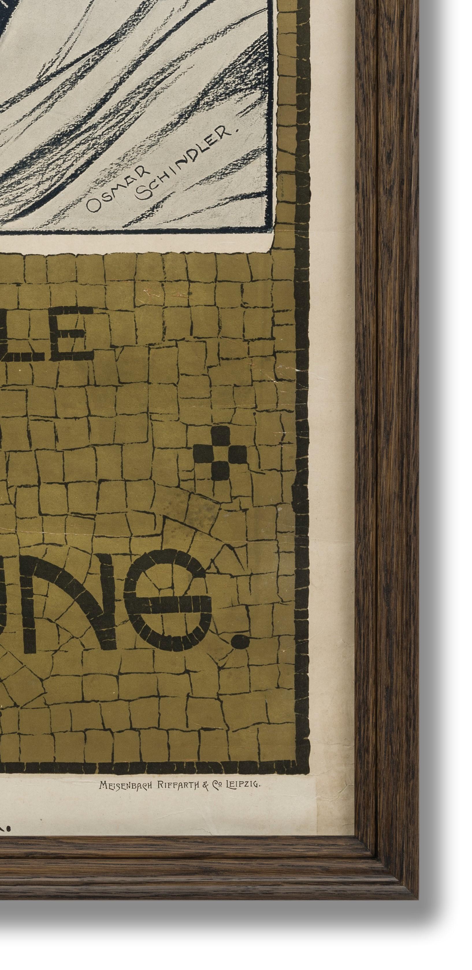 Osmar Schindler, (alemán 1867-1927), Internationale Kunst Ausstellung, Dresde, 1897 Litografía, firmada (en la plancha) (en el centro a la derecha), 96cm x 75cm (100cm x 82cm enmarcada). La obra se ha enmarcado recientemente, detrás de un cristal UV