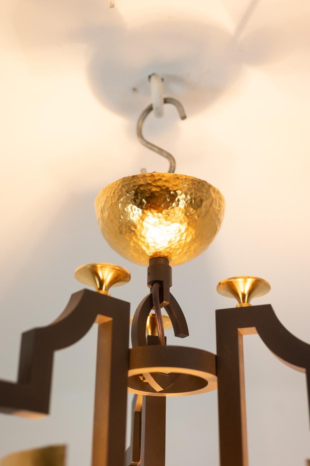 Patinated “Osmond” model lantern in Neoclassical style. Artisan work. For Sale