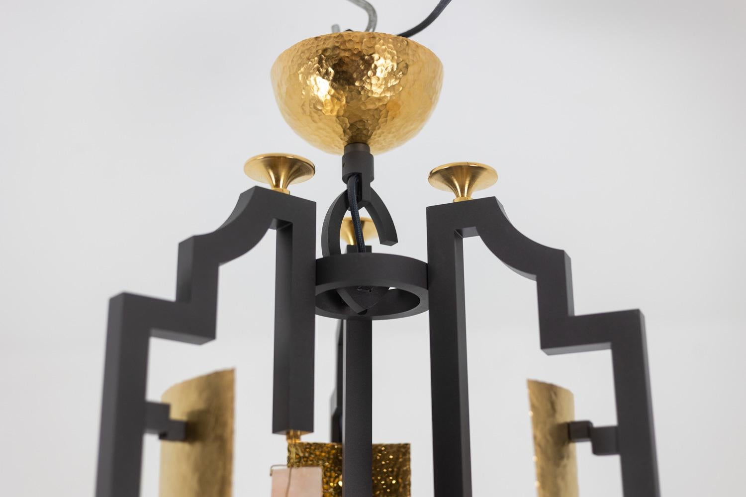 Metal “Osmond” model lantern in Neoclassical style. Artisan work. For Sale