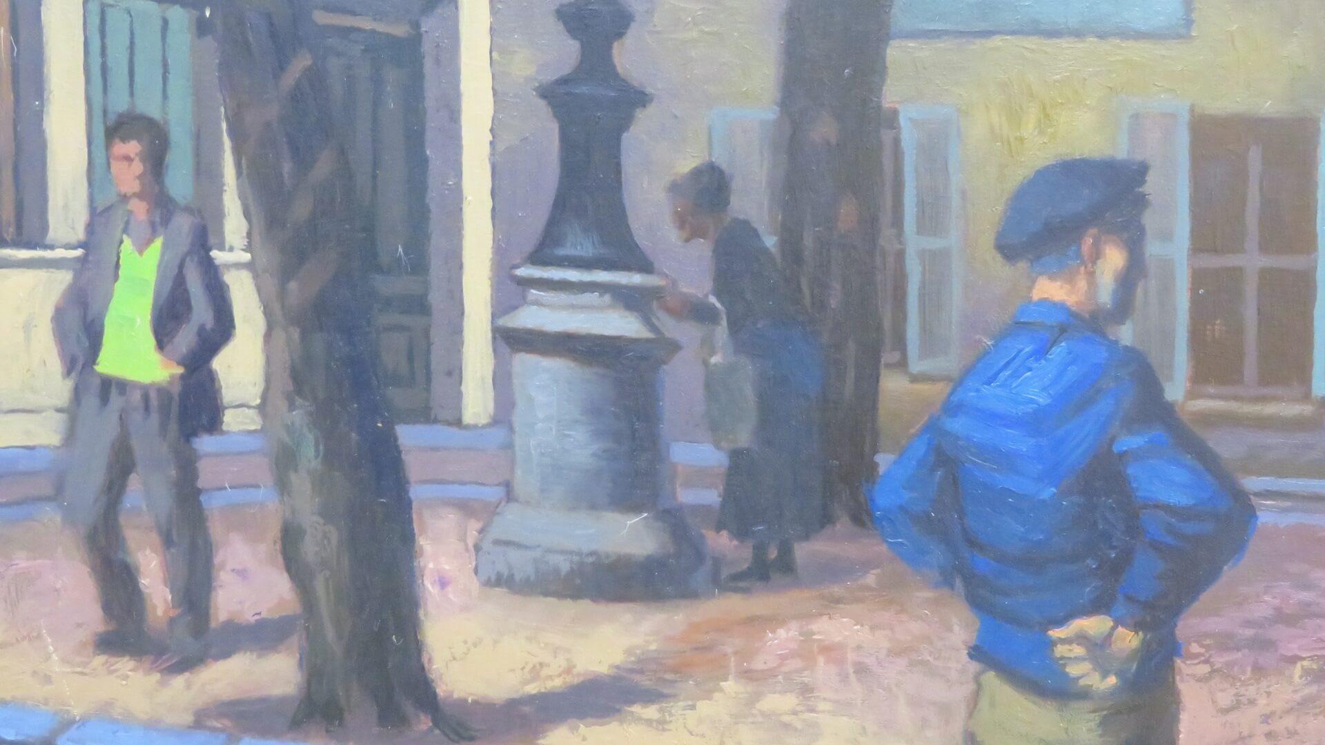 (1914-2004) Large 1970's original Paris Street Scene Modernist oil painting  - Painting by Osmund Caine