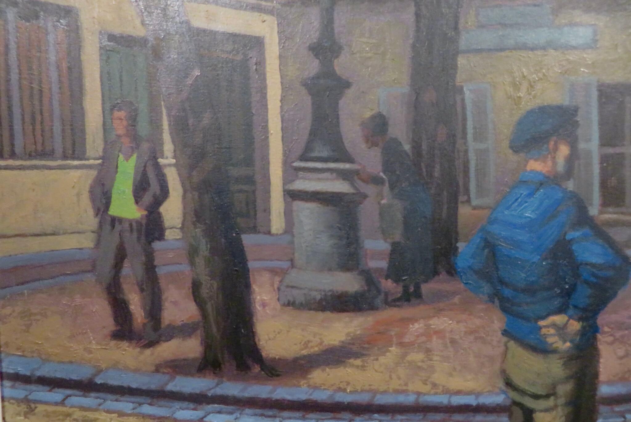 Original French VINTAGE MID CENTURY Oil Painting OF A PARIS STREET SCENE For Sale 2