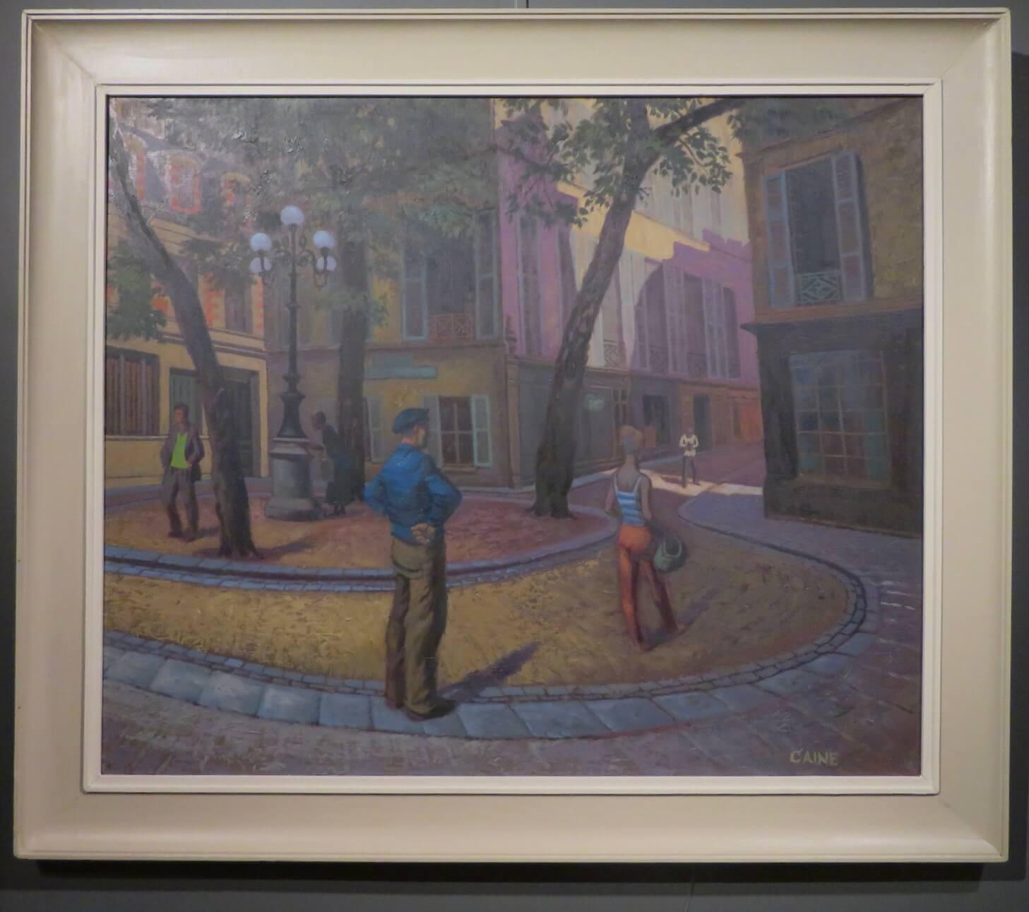 Osmund Caine Figurative Painting - Original French VINTAGE MID CENTURY Oil Painting OF A PARIS STREET SCENE