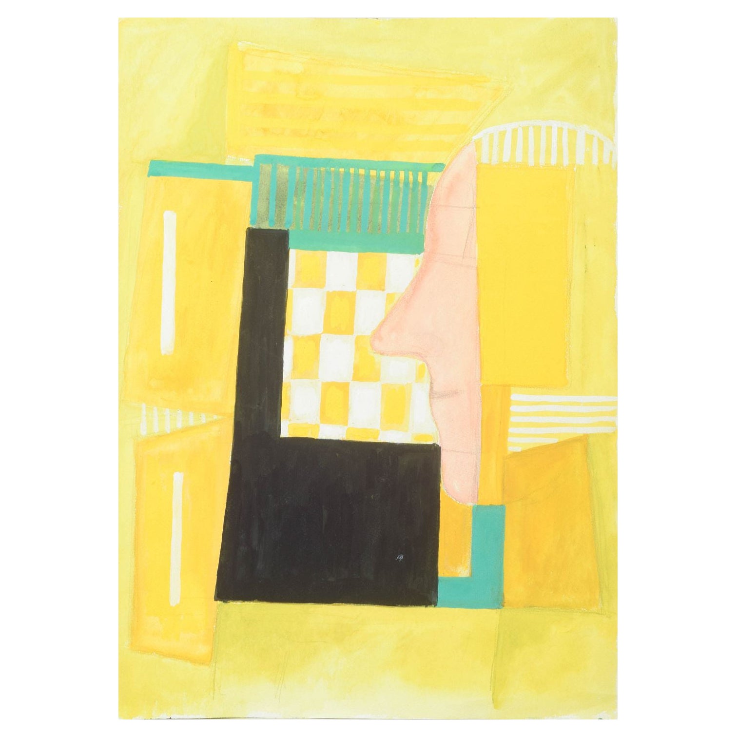 Osmund Hansen Composition abstraite. Gouache sur papier. 1960s