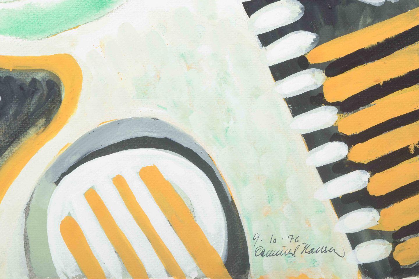 Moderne Hansen. Composition abstraite. Gouache sur papier. Daté de 1976 en vente