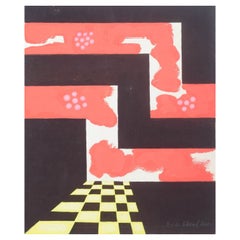 Hansen. Composition abstraite. Gouache sur papier. Daté de 1977