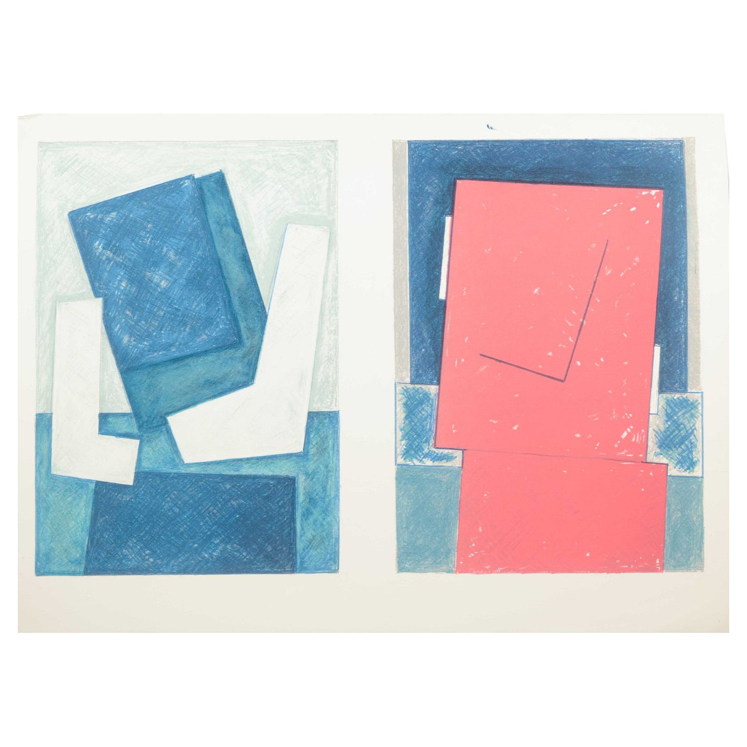 Osmund Hansen. Abstract composition with geometric forms. Lithograph on paper