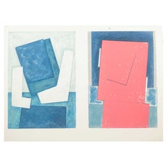 Osmund Hansen. Abstract composition with geometric forms. Lithograph on paper