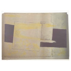 Osmund Hansen. Abstract lithograph with geometric forms in golden and dark tones