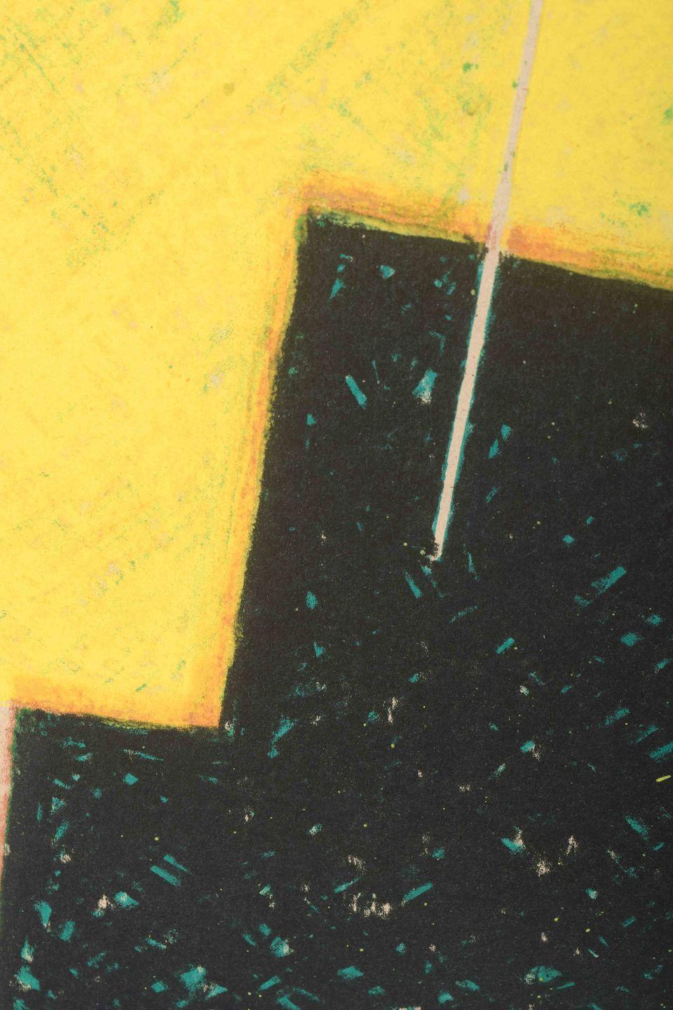 Modern Osmund Hansen. Lithograph with geometric forms in yellow, green, and black. For Sale