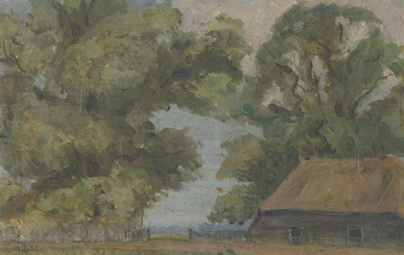 Osmund Pittman (1874-1958) - Firmado y enmarcado 1930 Óleo, Granja tranquila en venta 2