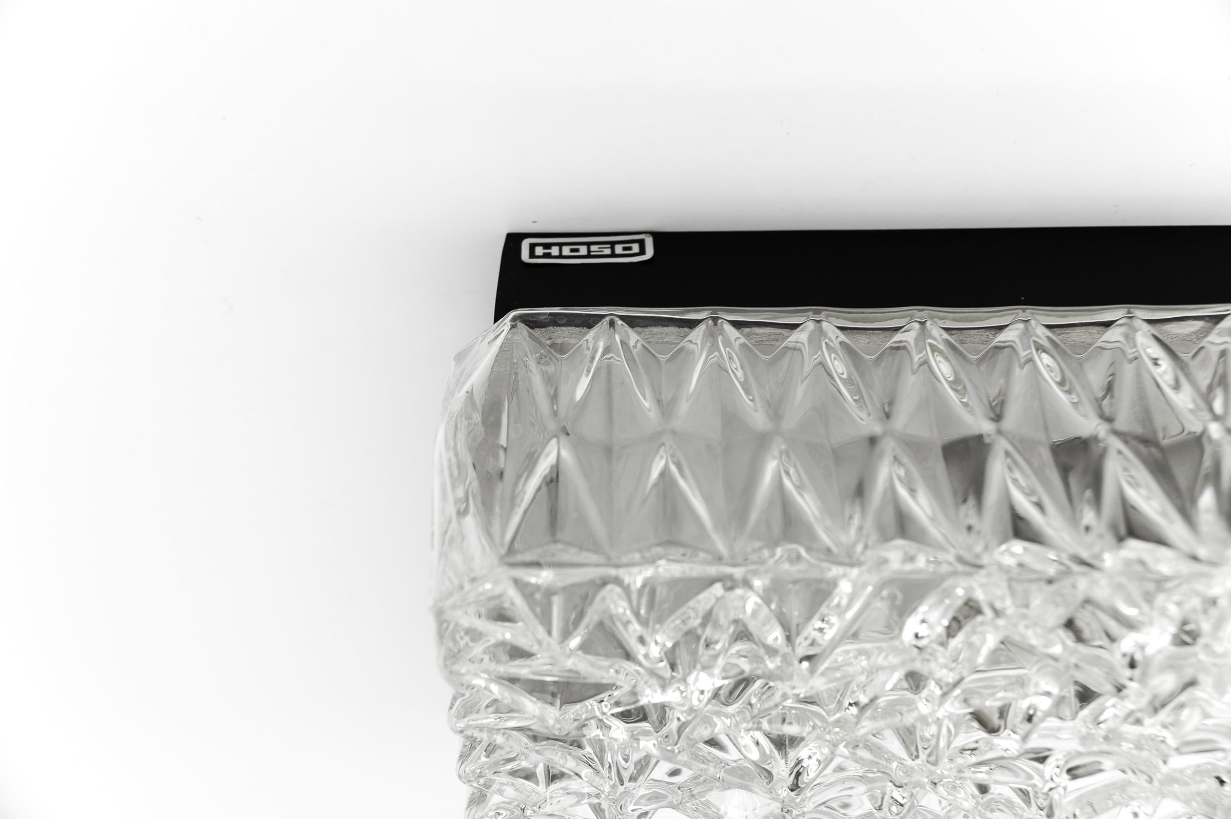 Lampe encastrée ou applique en verre 3D transparent OSOH BUR, Allemagne, années 1960 en vente 3