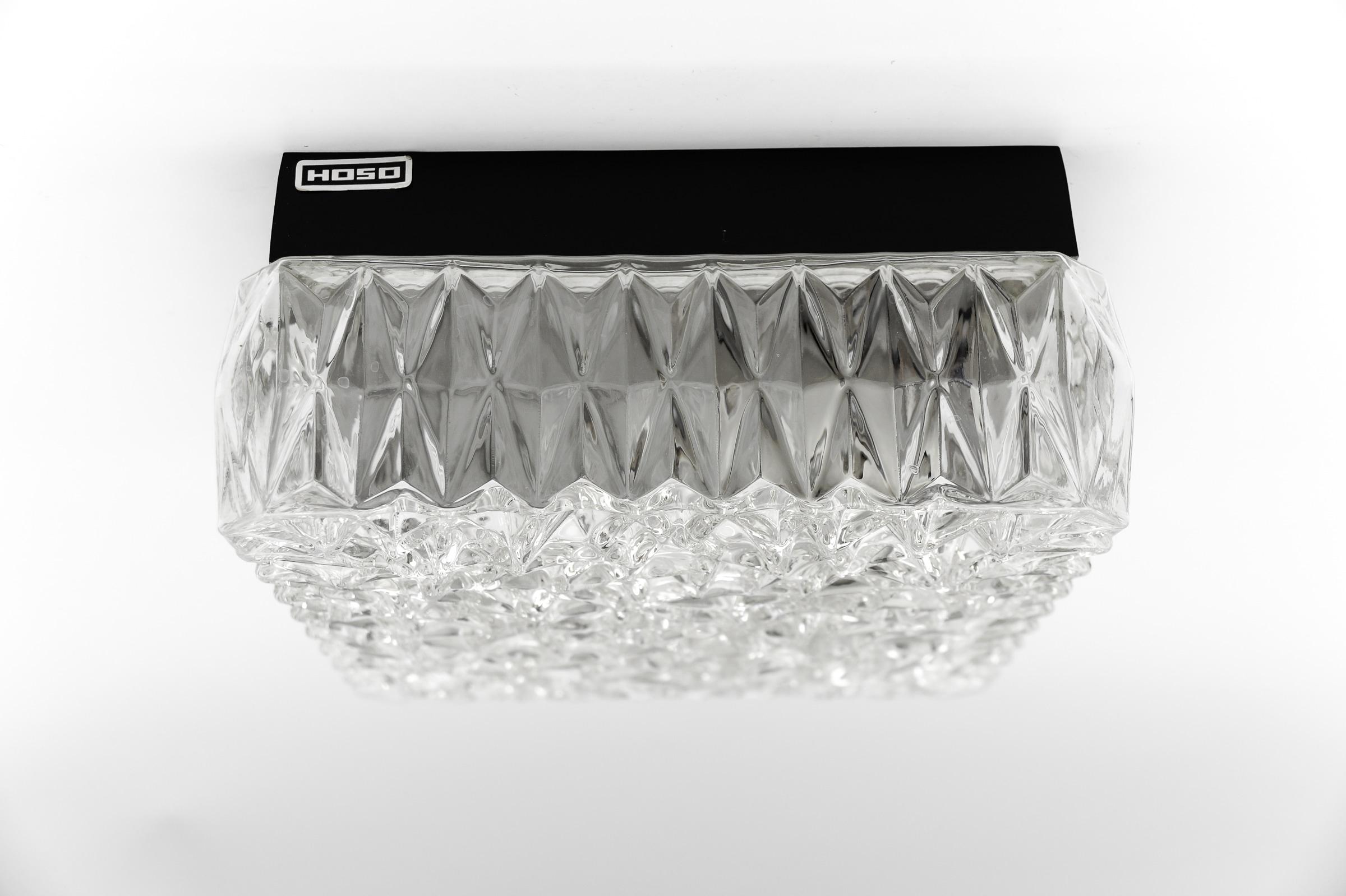 Lampe encastrée ou applique en verre 3D transparent OSOH BUR, Allemagne, années 1960 en vente 8