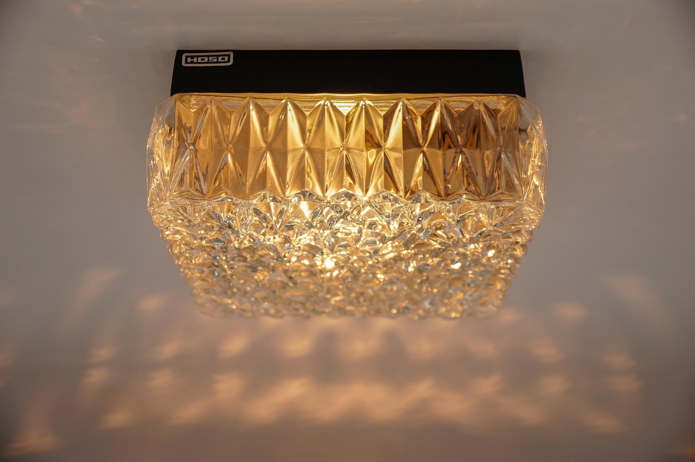 Lampe encastrée ou applique en verre 3D transparent OSOH BUR, Allemagne, années 1960 en vente 9