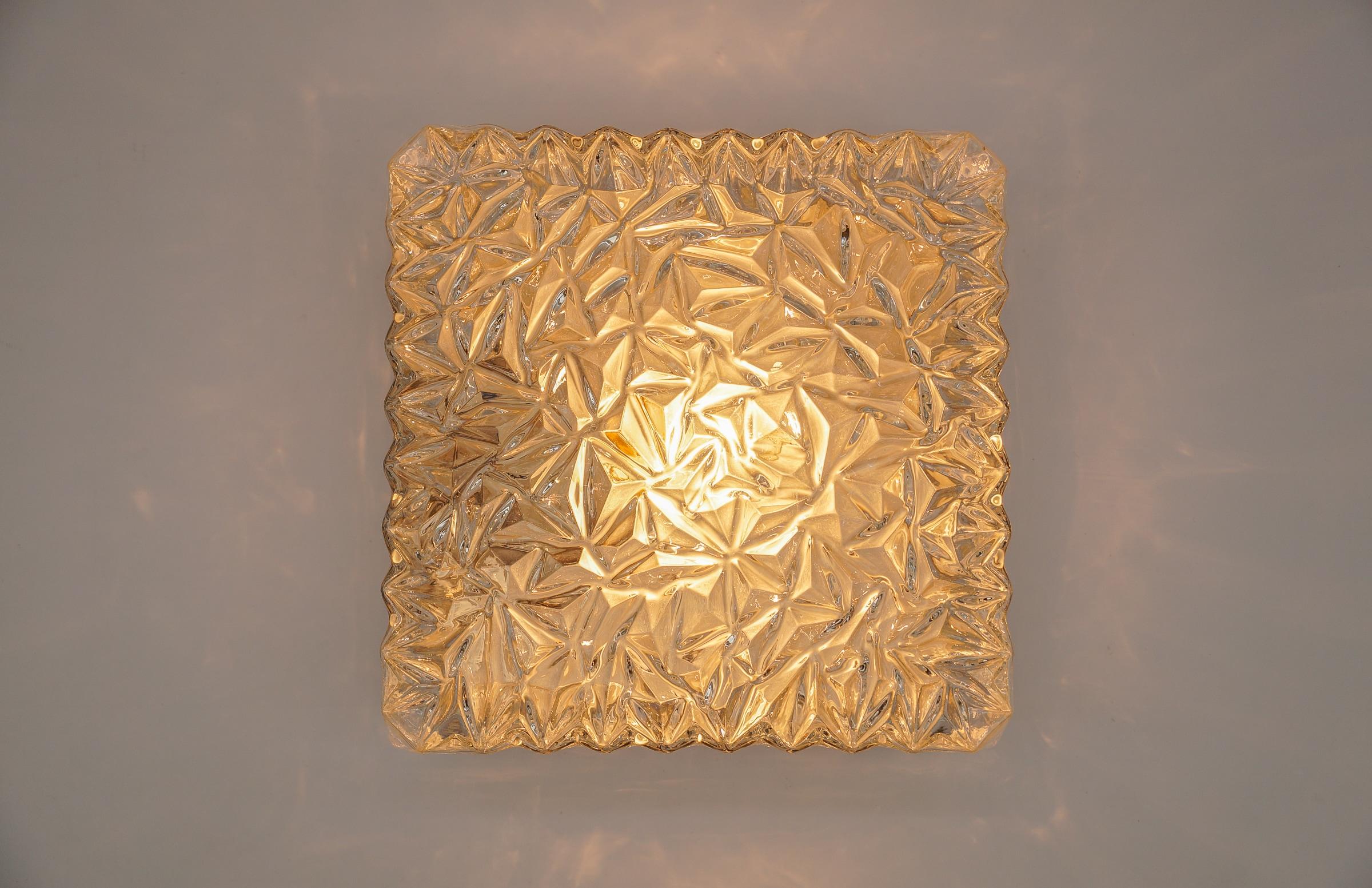 Mid-Century Modern Lampe encastrée ou applique en verre 3D transparent OSOH BUR, Allemagne, années 1960 en vente