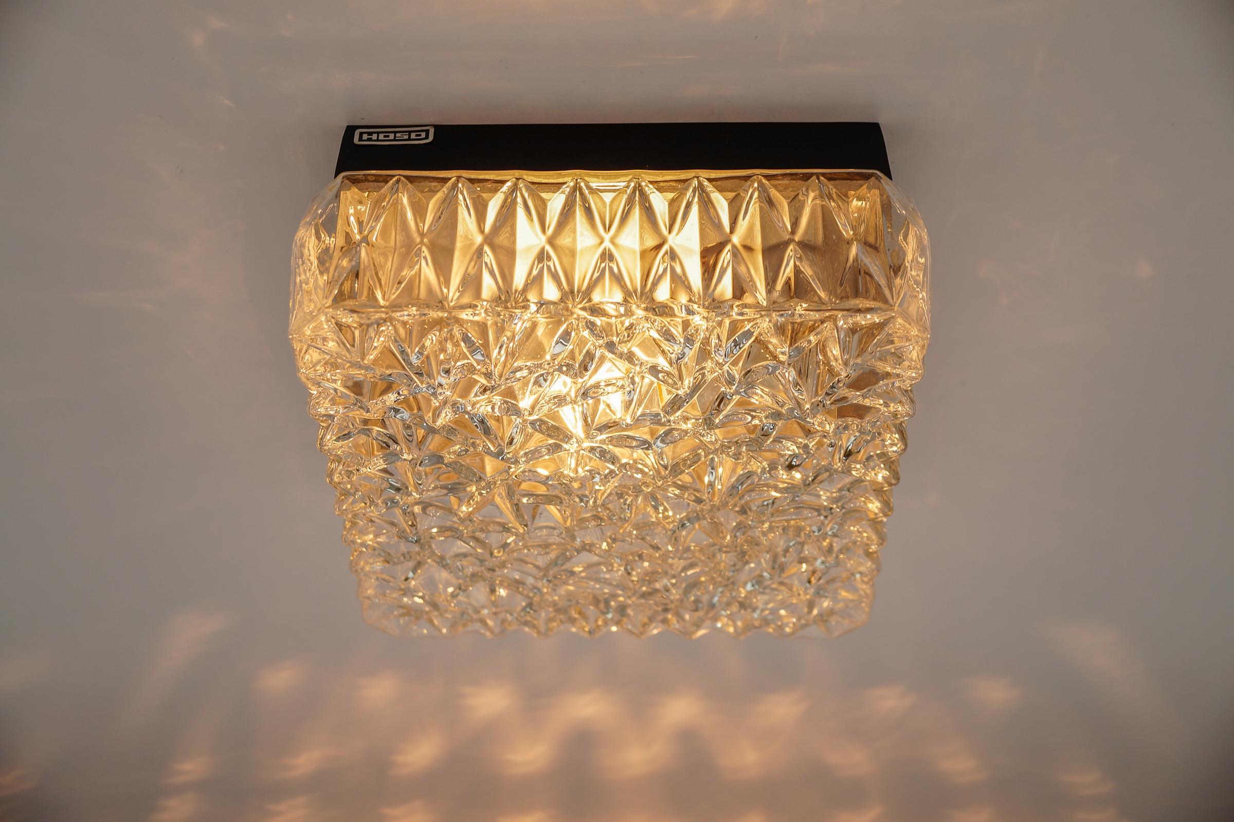 Lampe encastrée ou applique en verre 3D transparent OSOH BUR, Allemagne, années 1960 Bon état - En vente à Nürnberg, Bayern