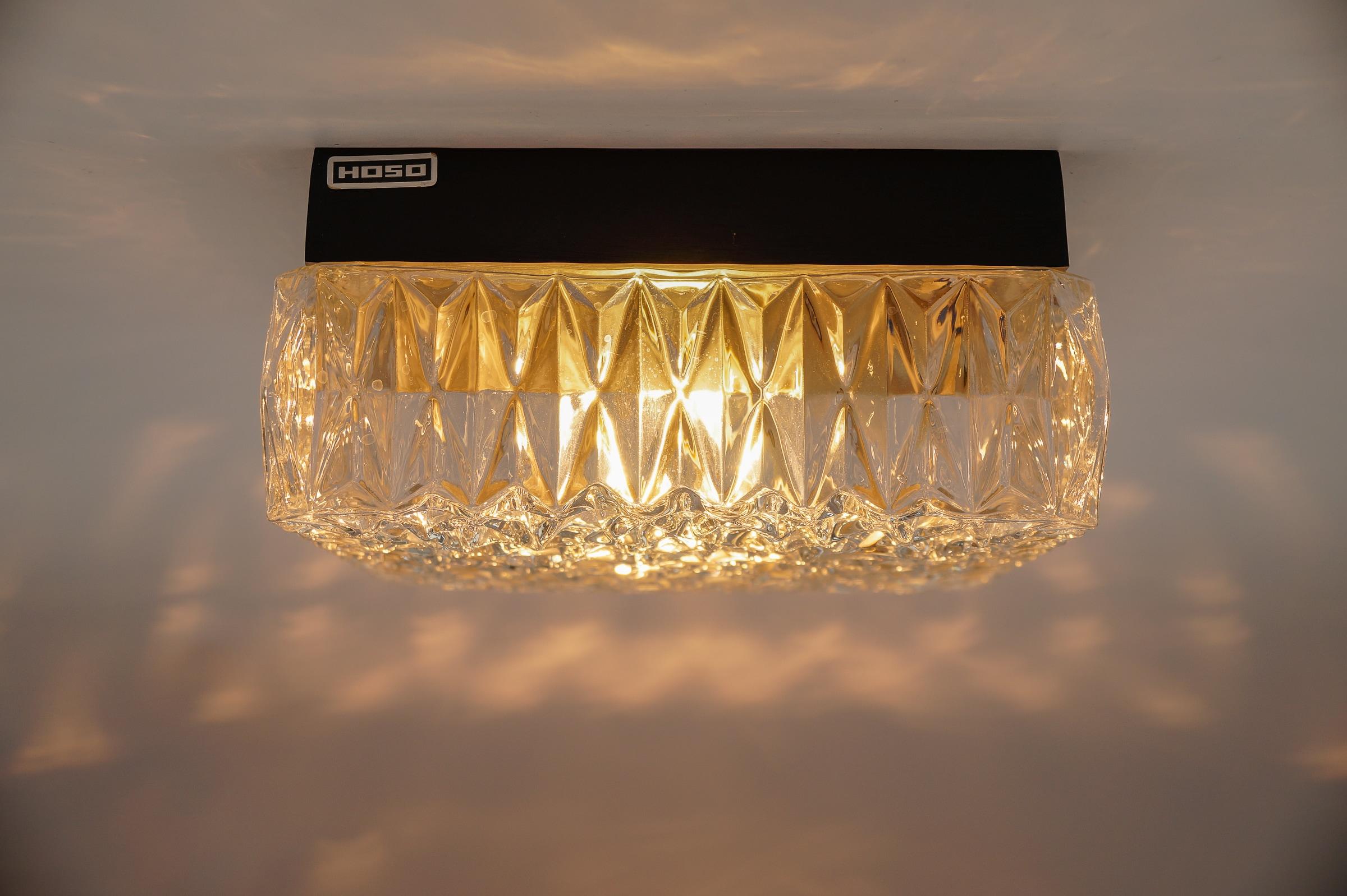 Métal Lampe encastrée ou applique en verre 3D transparent OSOH BUR, Allemagne, années 1960 en vente