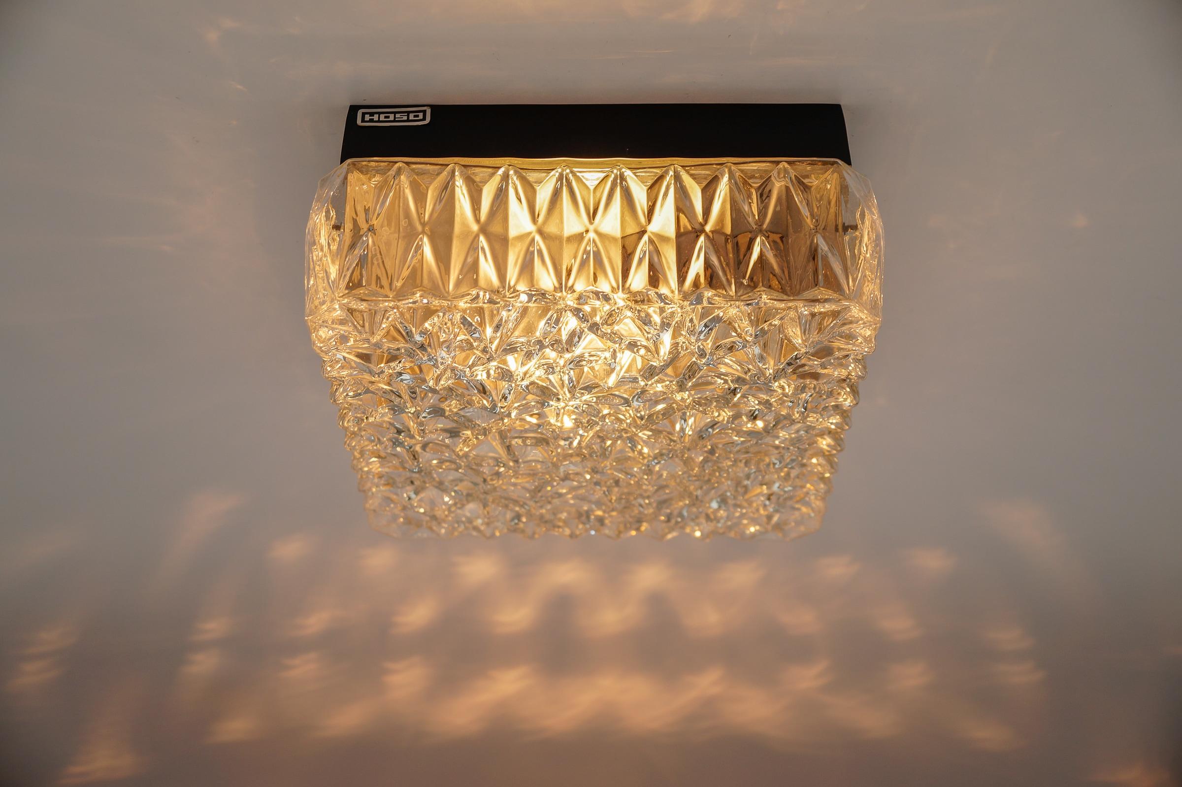 Lampe encastrée ou applique en verre 3D transparent OSOH BUR, Allemagne, années 1960 en vente 2
