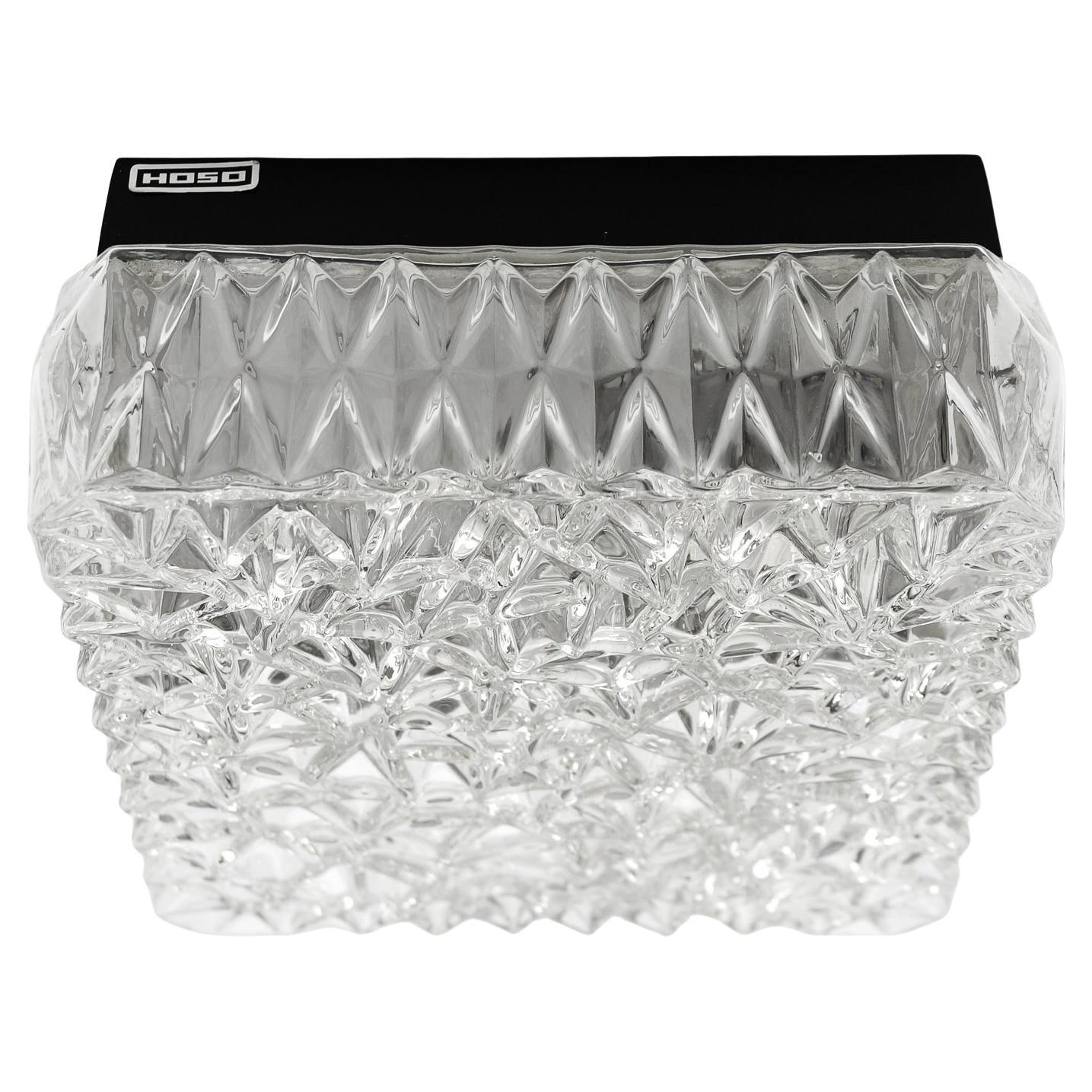 Lampe encastrée ou applique en verre 3D transparent OSOH BUR, Allemagne, années 1960 en vente