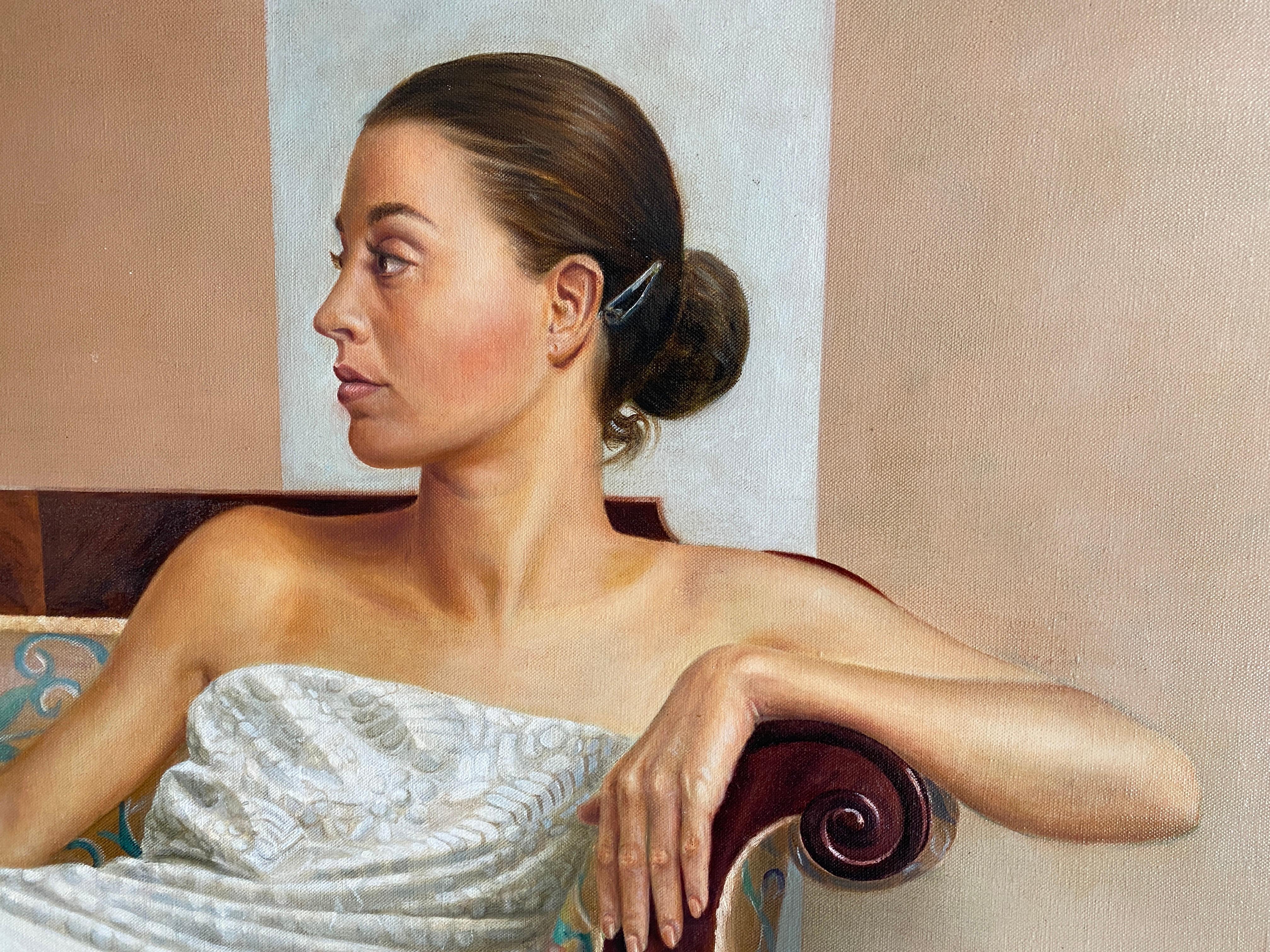 Serenity (Serenidad). Spanish Contemporary Figurative Realism. Oil on canvas For Sale 7