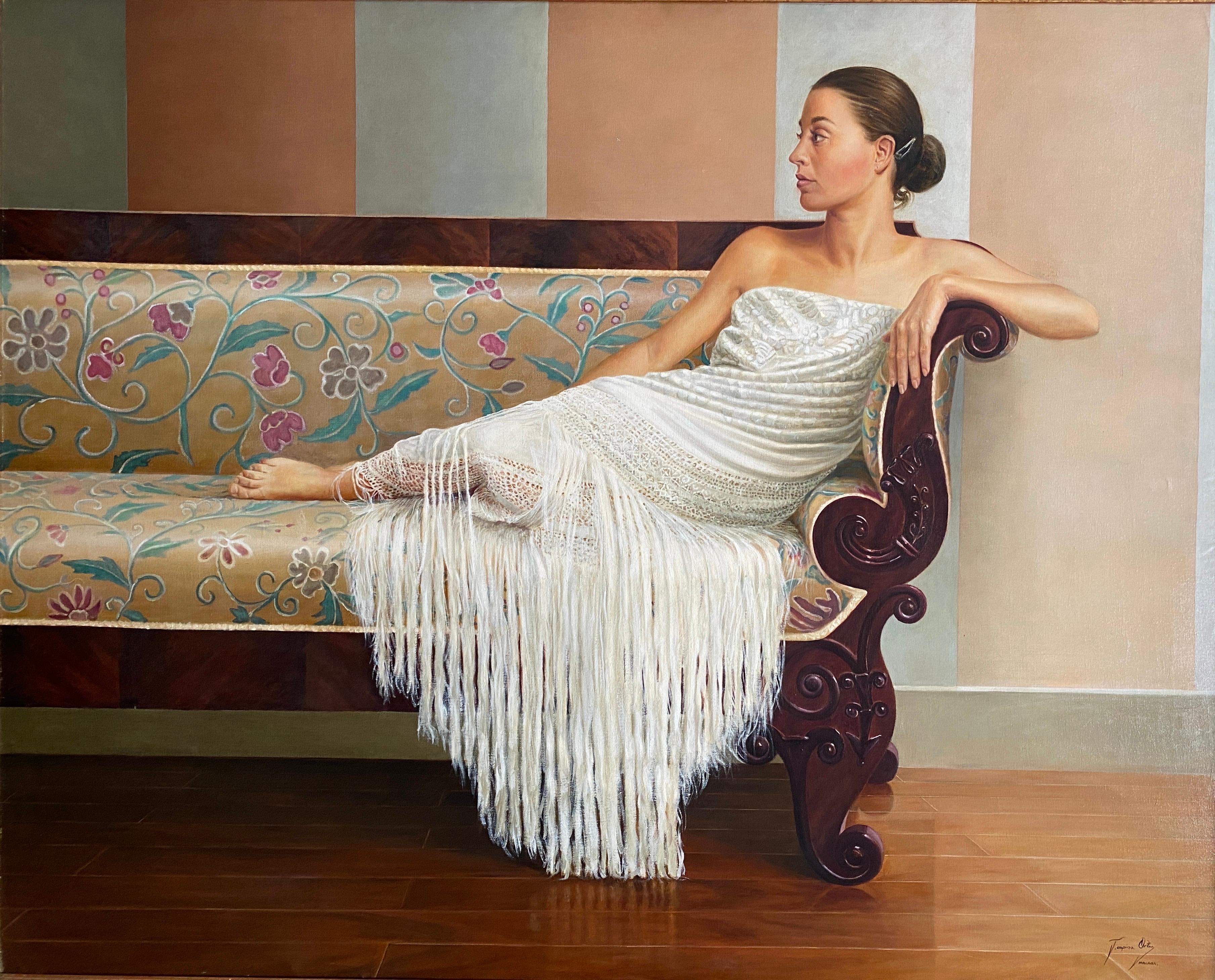 Serenity (Serenidad). Spanish Contemporary Figurative Realism. Oil on canvas - Realist Painting by Ospina Ortiz