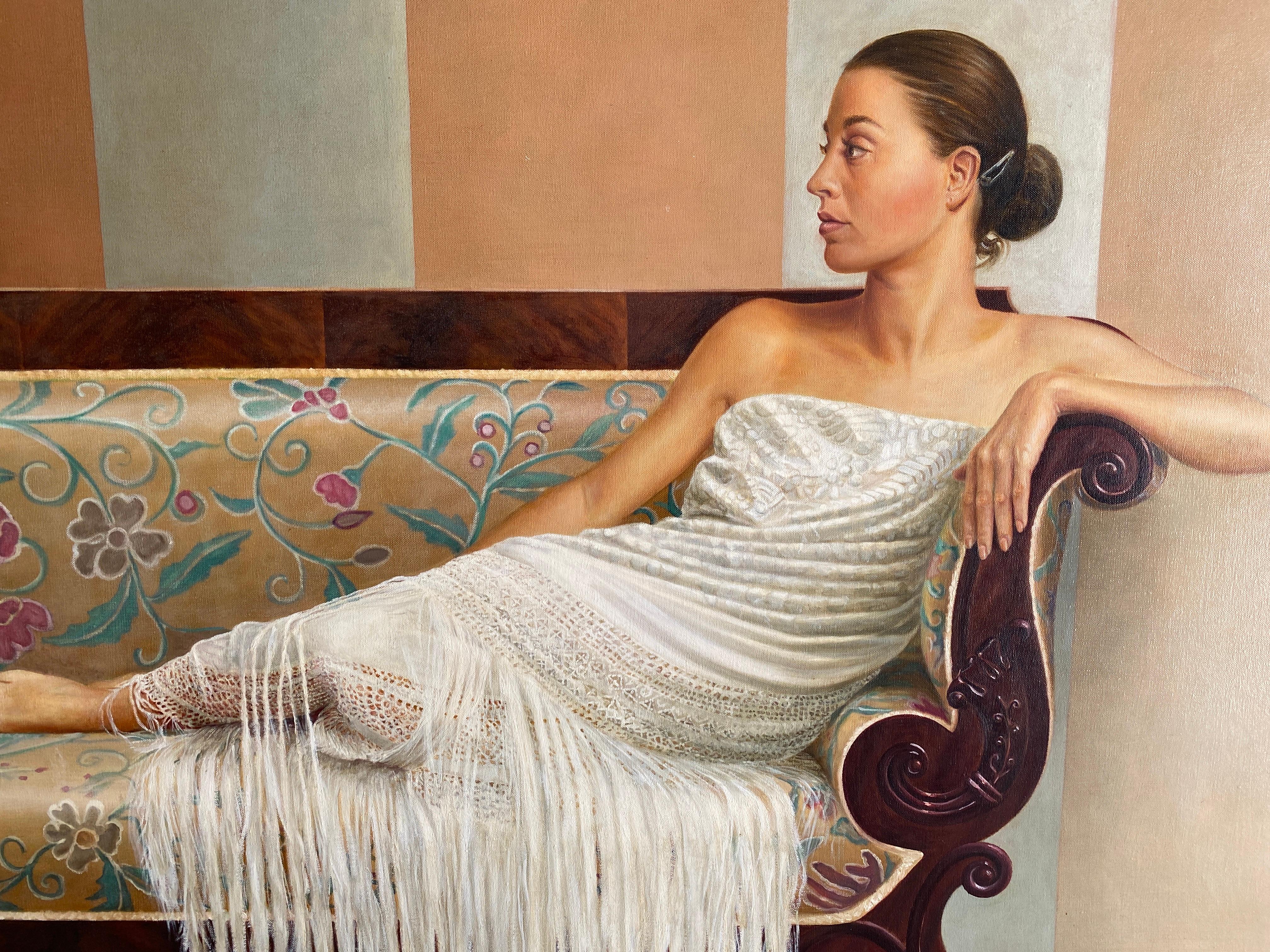 ¨Serenidad¨ Spanish contemporary figurative realism. 
Oil on canvas.
Dimensions: (H) 130x (W) 162  x (D) 2 cm. /   Inches 51.18 x 63.78 x 0.79 