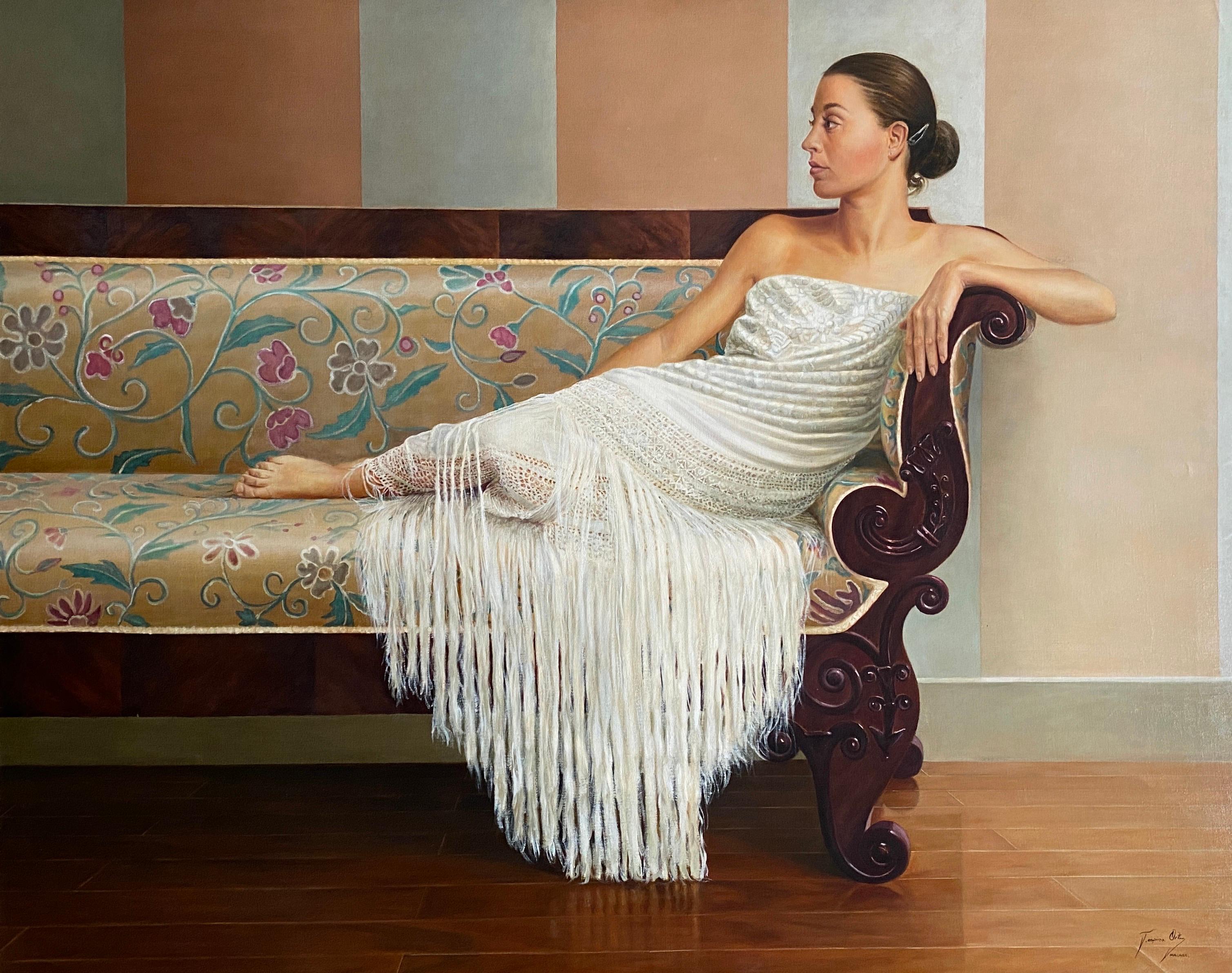 Ospina Ortiz Portrait Painting - Serenity (Serenidad). Spanish Contemporary Figurative Realism. Oil on canvas