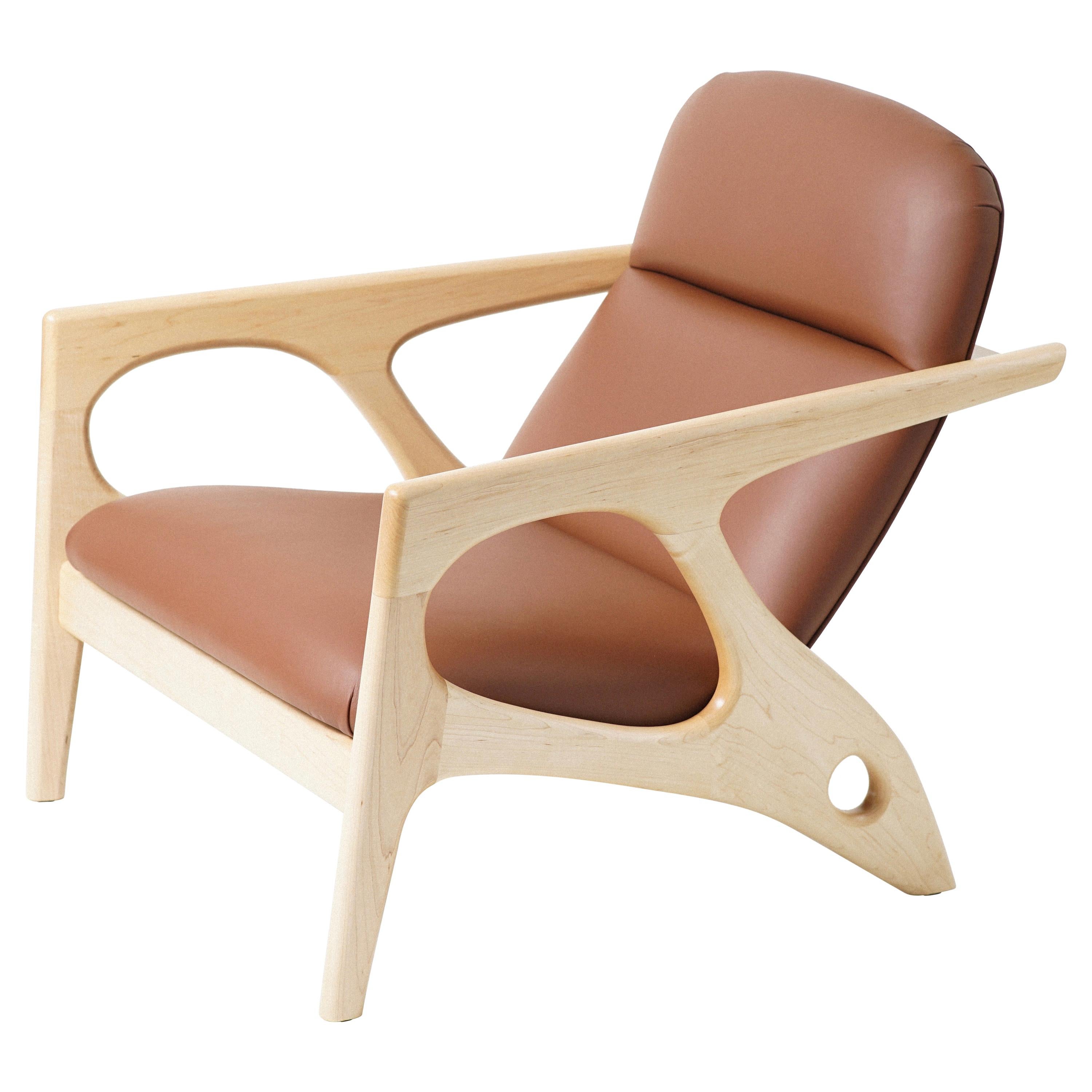 Osprey Lounge Chair with Maple Frame and Leather Upholstery
