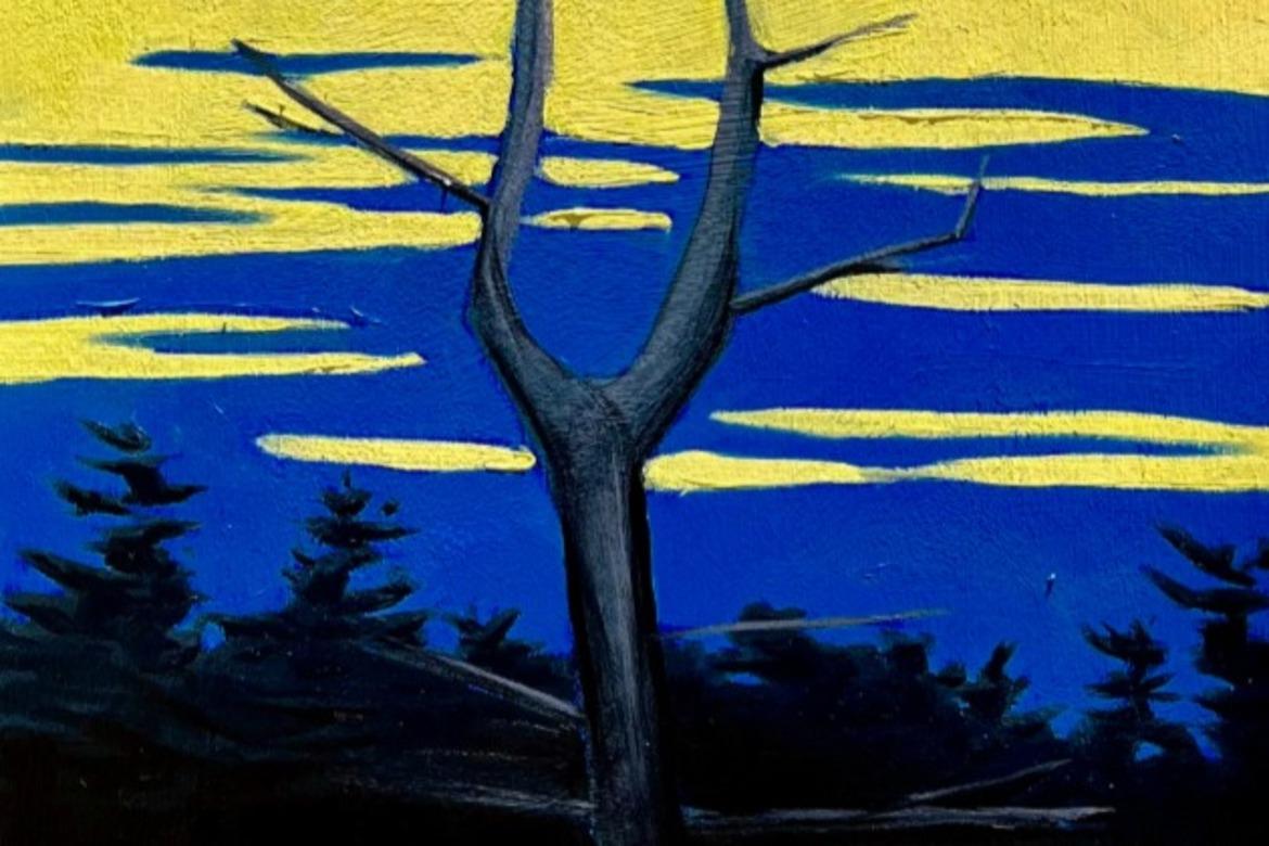 Americano Osprey Nest by James Mattinson, 12x24, Oil on Wood Canvas, 2024 in vendita