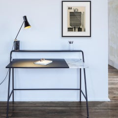 Ossau Writing Desk Brown Leather, Marquina Marble and Metal