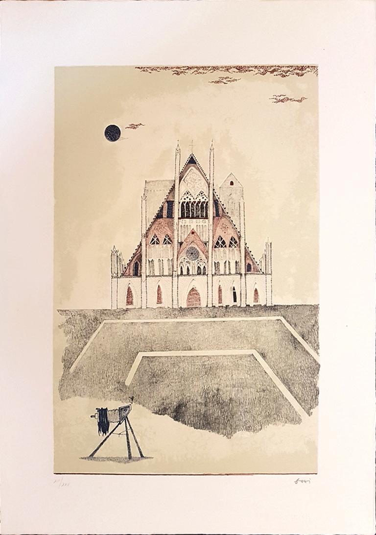 Cathedral of Brandenburg is an artwork realized by Ossi Czinner in 1970s.

Hand signed. Artist's proof, plus 25 prints in Roman numbers.

Good conditions!