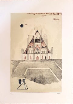 La cathédrale de Brandenburg - Lithographie originale d'Ossi Czinner - 1970