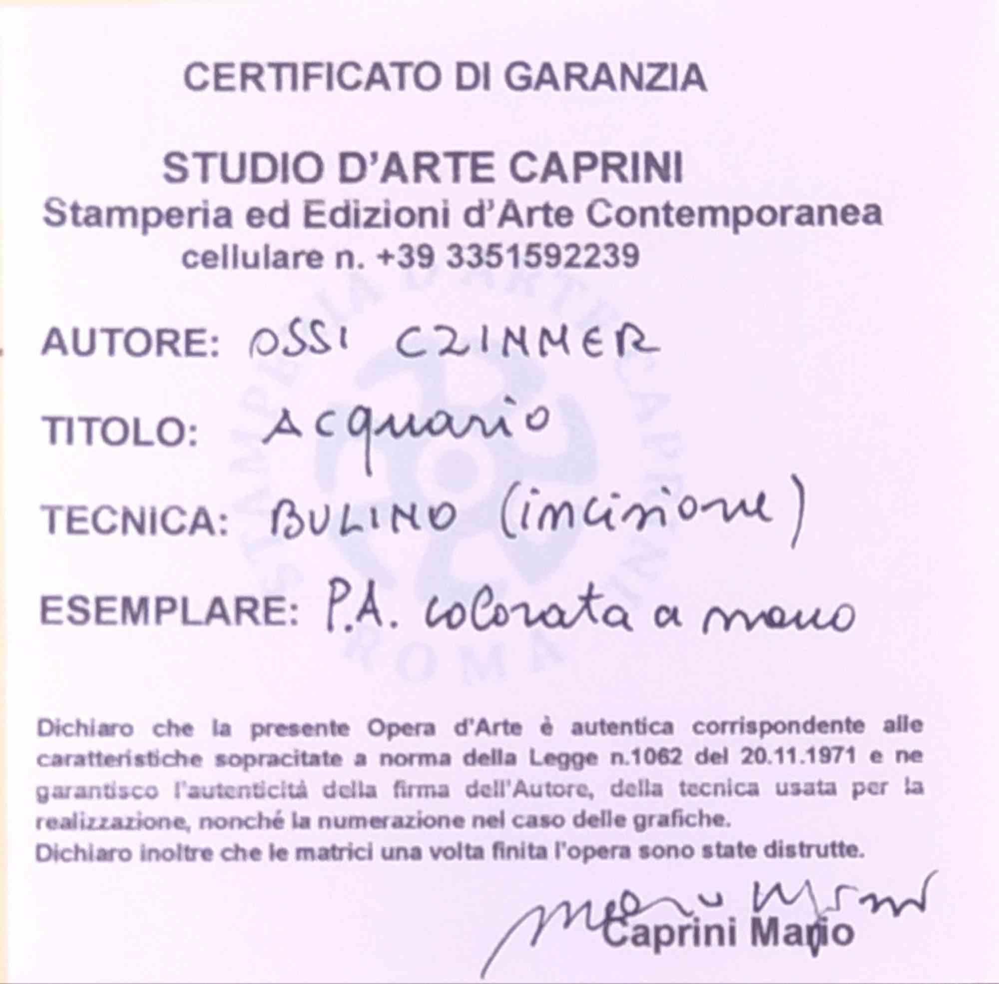 Zodiaco-Acquario - Aguafuerte de Ossi Czinner - 1980 en venta 1