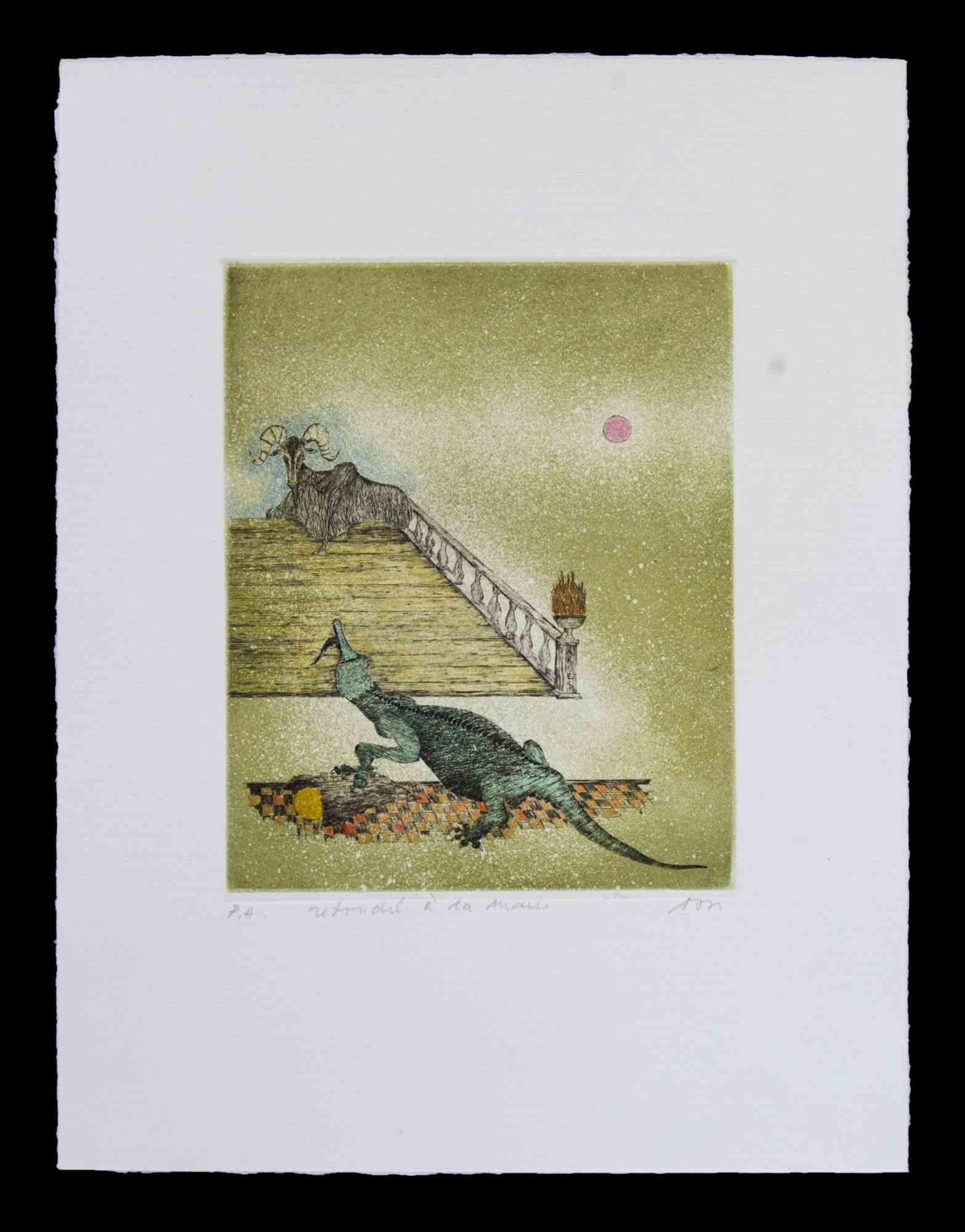 Burin engraving on Magnani-Pescia paper. Paper size 39cmx29,5cm, work size 22cmx17,5cm. Excellent condition, no defects.

OSSI CZINNER - Central European artist, graphic designer and sculptor".
Born in 1924 in Vienna to Max Czinner, a wealthy Jewish